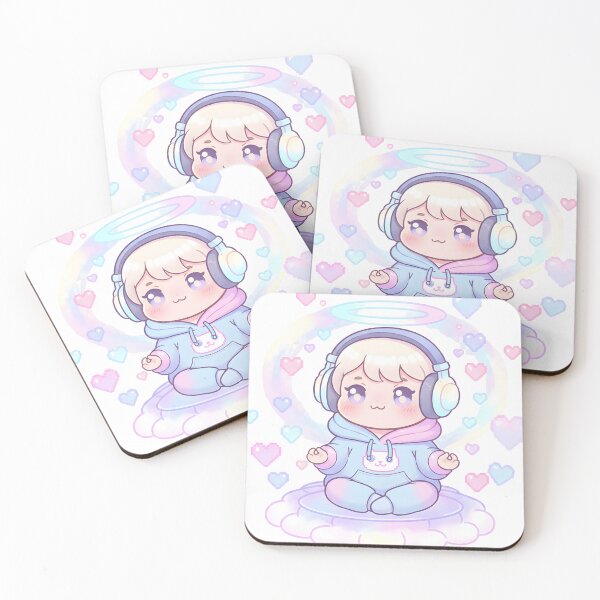 Item preview, Kawaii Pastel Meditation Baby Angel with Headphones designed and sold by VibranPalette.