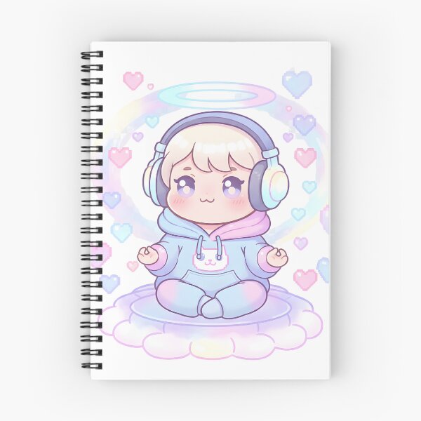 Item preview, Kawaii Pastel Meditation Baby Angel with Headphones designed and sold by VibranPalette.