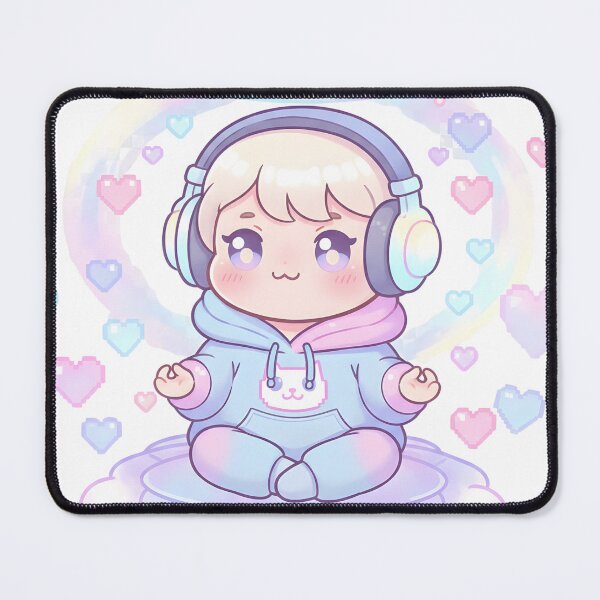 Item preview, Kawaii Pastel Meditation Baby Angel with Headphones designed and sold by VibranPalette.
