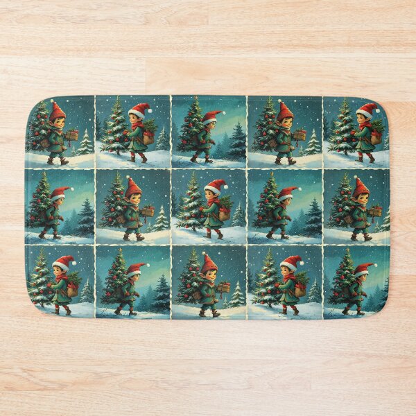 Item preview, Christmas Elves with Santa Caps in Winter Backdrop | Christmas Season | Gift for Christmas designed and sold by UnhingedBird.