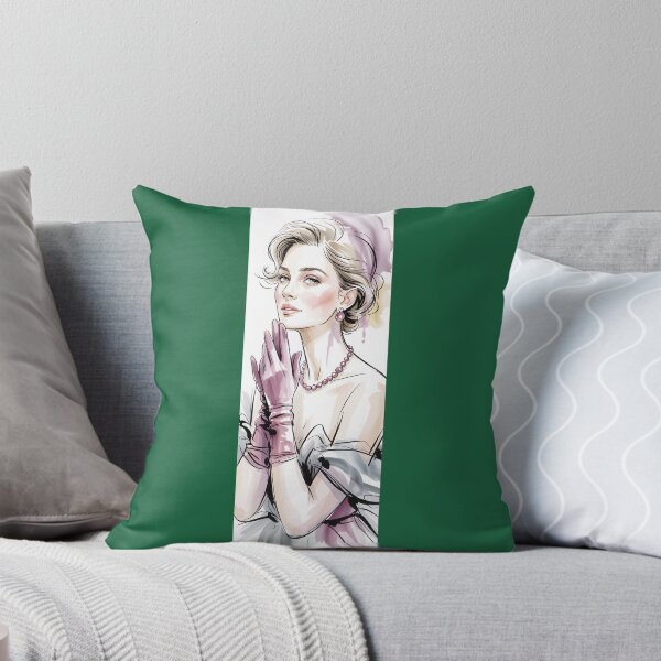 Item preview, Vintage Lady Pearls Gloves Watercolor Portrait By Merch, Limited Edition designed and sold by MichaelbmOver.
