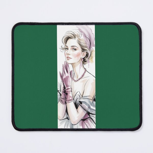Item preview, Vintage Lady Pearls Gloves Watercolor Portrait By Merch, Limited Edition designed and sold by MichaelbmOver.