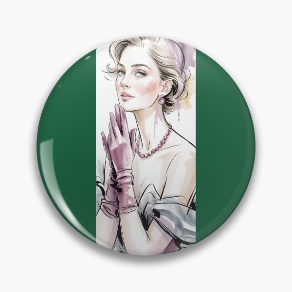 Item preview, Vintage Lady Pearls Gloves Watercolor Portrait By Merch, Limited Edition designed and sold by MichaelbmOver.