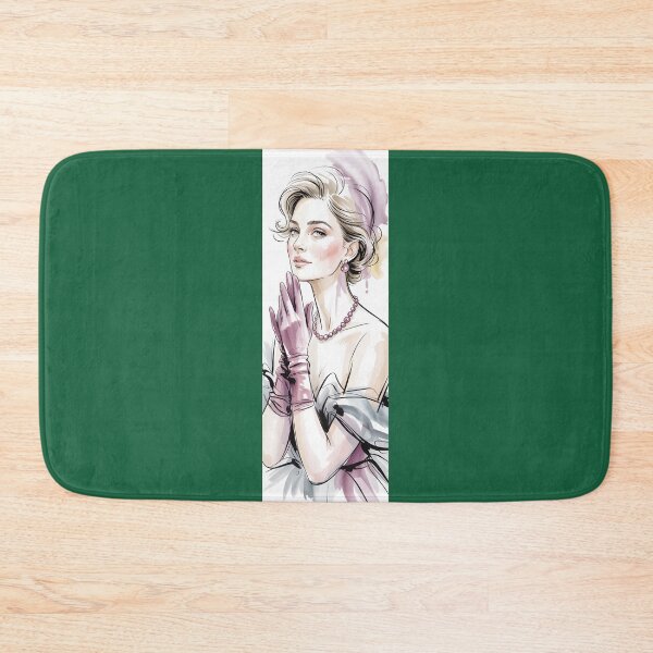 Item preview, Vintage Lady Pearls Gloves Watercolor Portrait By Merch, Limited Edition designed and sold by MichaelbmOver.