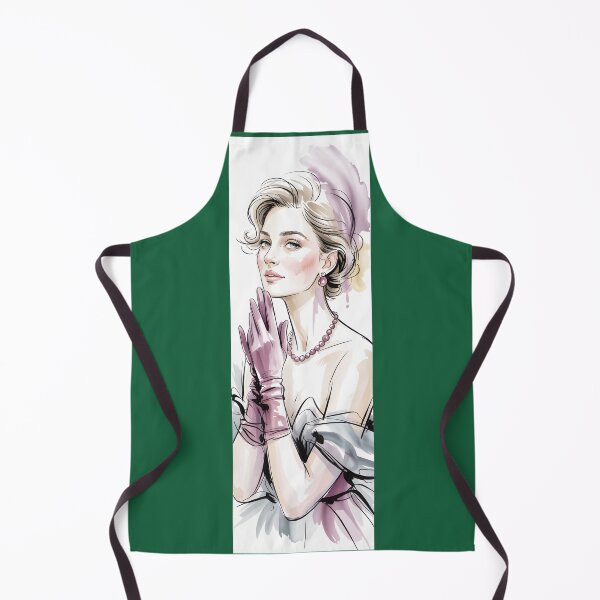 Item preview, Vintage Lady Pearls Gloves Watercolor Portrait By Merch, Limited Edition designed and sold by MichaelbmOver.