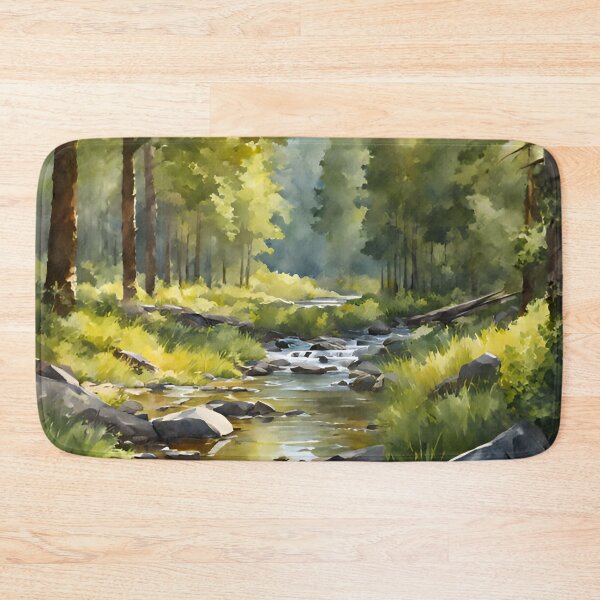 Item preview, Forest Stream in Summer Landscape Watercolor Painting | Watercolor Landscape | Watercolor Art | Watercolor Scenery designed and sold by UnhingedBird.