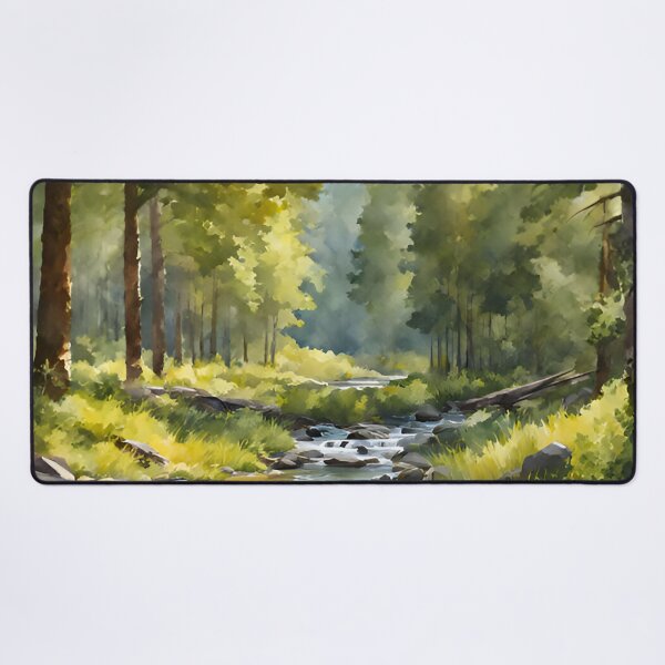 Item preview, Forest Stream in Summer Landscape Watercolor Painting | Watercolor Landscape | Watercolor Art | Watercolor Scenery designed and sold by UnhingedBird.