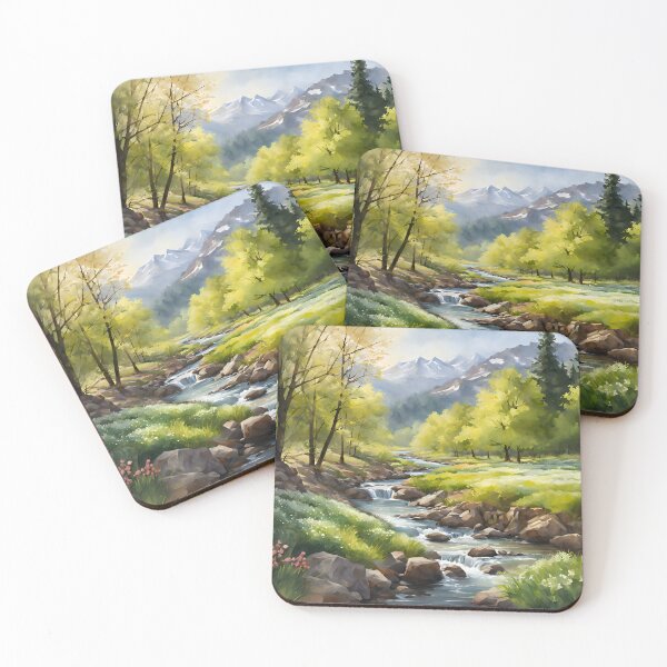 Item preview, Forest Stream in Spring Landscape Watercolor Painting | Watercolor Landscape | Watercolor Art | Watercolor Scenery designed and sold by UnhingedBird.