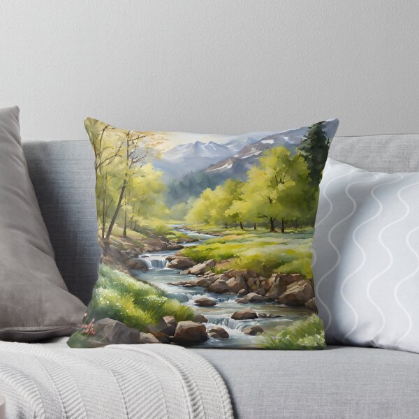 Item preview, Forest Stream in Spring Landscape Watercolor Painting | Watercolor Landscape | Watercolor Art | Watercolor Scenery designed and sold by UnhingedBird.