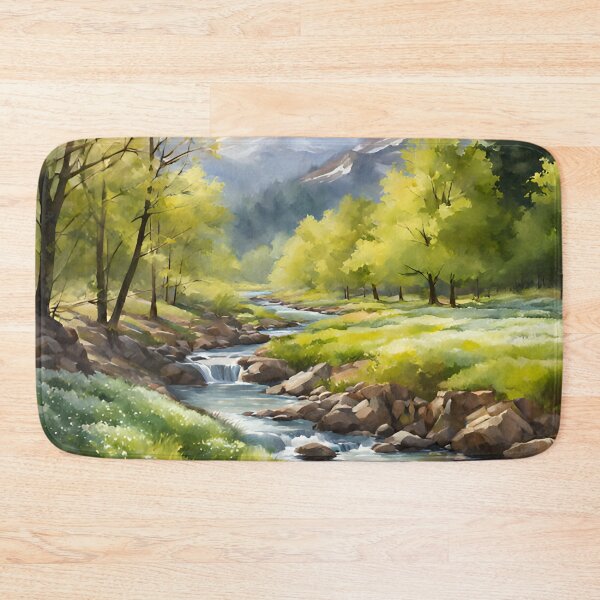 Item preview, Forest Stream in Spring Landscape Watercolor Painting | Watercolor Landscape | Watercolor Art | Watercolor Scenery designed and sold by UnhingedBird.
