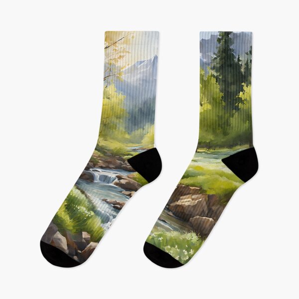 Item preview, Forest Stream in Spring Landscape Watercolor Painting | Watercolor Landscape | Watercolor Art | Watercolor Scenery designed and sold by UnhingedBird.