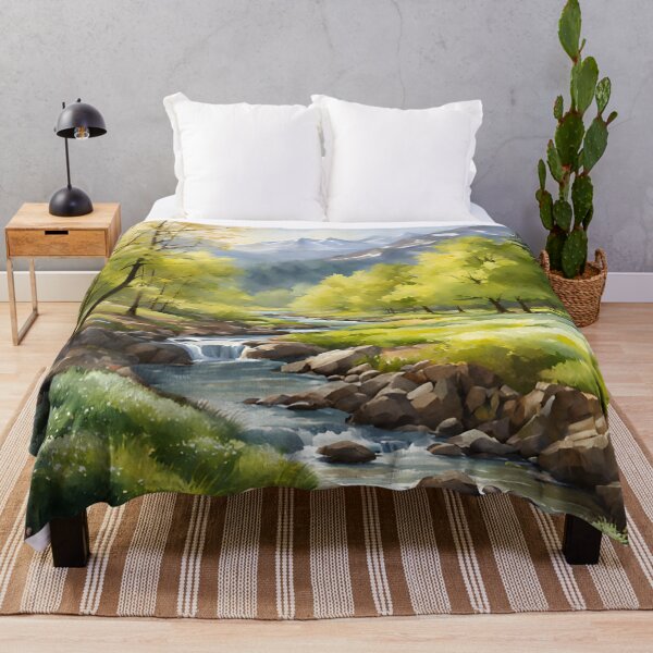 Item preview, Forest Stream in Spring Landscape Watercolor Painting | Watercolor Landscape | Watercolor Art | Watercolor Scenery designed and sold by UnhingedBird.