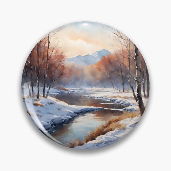 Item preview, Forest Rivulet in Winter Landscape Watercolor Painting | Watercolor Landscape | Watercolor Art | Watercolor Scenery designed and sold by UnhingedBird.