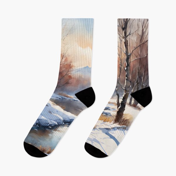 Item preview, Forest Rivulet in Winter Landscape Watercolor Painting | Watercolor Landscape | Watercolor Art | Watercolor Scenery designed and sold by UnhingedBird.