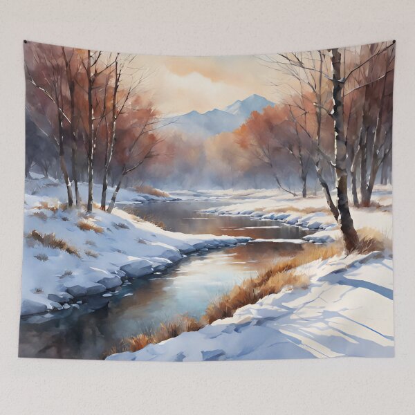 Item preview, Forest Rivulet in Winter Landscape Watercolor Painting | Watercolor Landscape | Watercolor Art | Watercolor Scenery designed and sold by UnhingedBird.