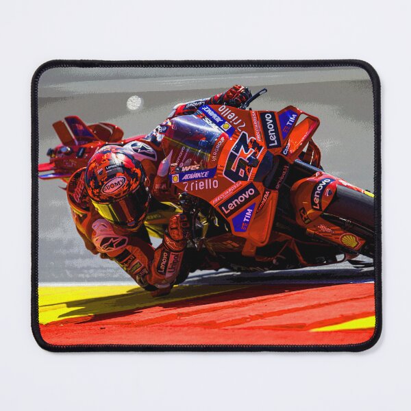 Item preview, Francesco Bagnaia racing his 2025 MotoGP motorcycle in the corners abstract designed and sold by Rodissimus1984.