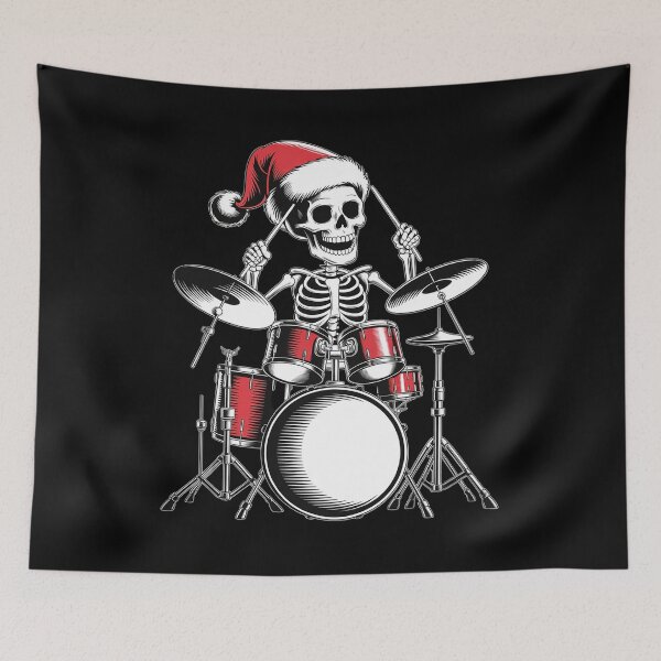 Item preview, Santa Skeleton Playing Drum Percussionist Drummer Christmas designed and sold by RayArmstrong.