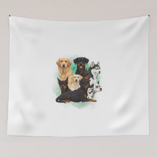 Item preview, My Dear Friends, Merry Christmas, Golden Retriever, Labrador Retriever, German Shepherd, Siberian Husky, Rottweiler, Doberman Pinscher, Boxer, and Dalmatian dog designed and sold by chipmuckdesignn.