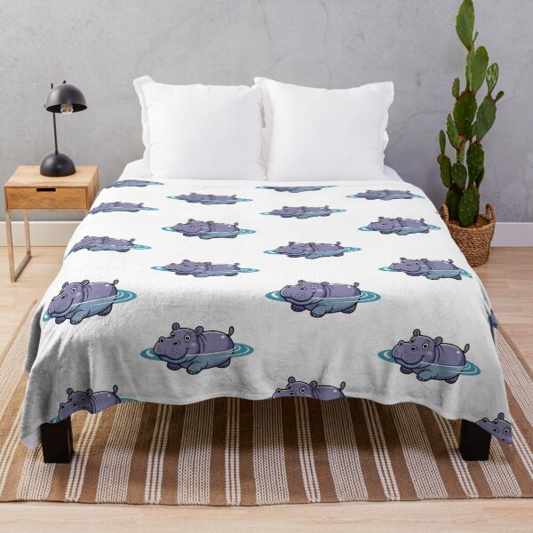 Item preview, Adorable Cartoon Hippo Floating in Water – Cute Animal Illustration designed and sold by Royalsticker.