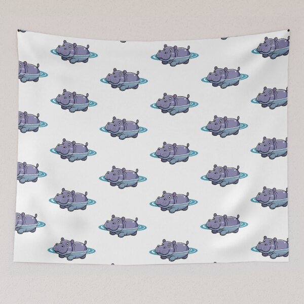 Item preview, Adorable Cartoon Hippo Floating in Water – Cute Animal Illustration designed and sold by Royalsticker.
