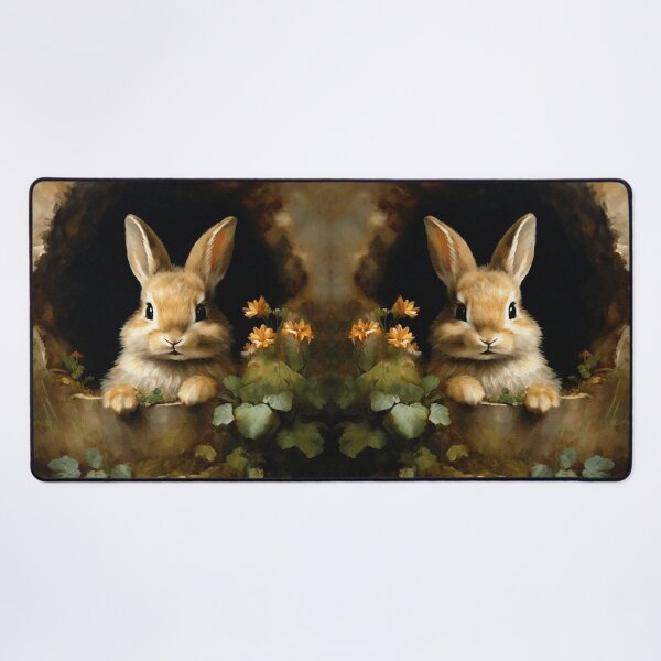 Item preview, Vintage Animal Art: Baby Hare Peeking through the Hole | Animal Art | Oil Painting | Vintage Art designed and sold by UnhingedBird.