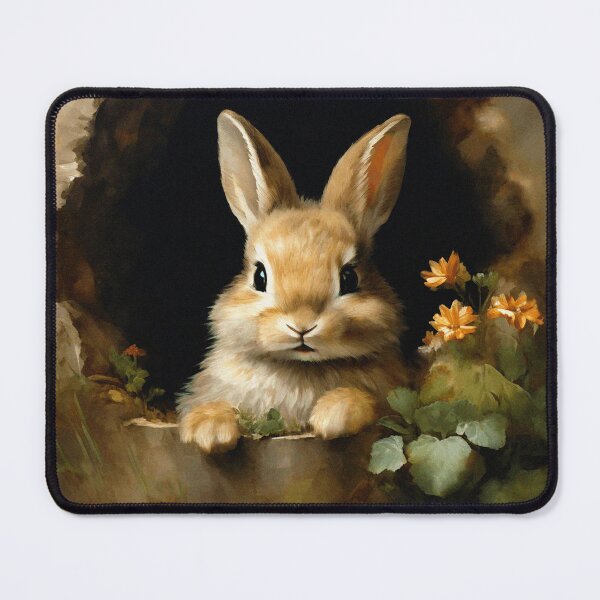 Item preview, Vintage Animal Art: Baby Hare Peeking through the Hole | Animal Art | Oil Painting | Vintage Art designed and sold by UnhingedBird.