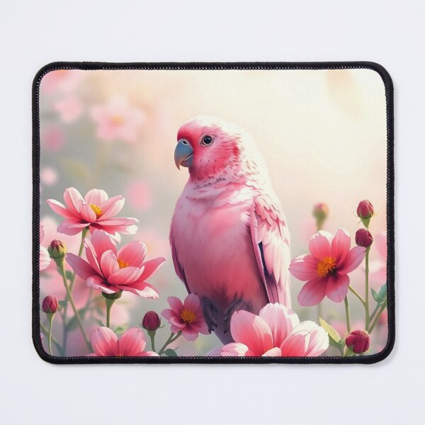Item preview, Pink Parrot Among Blossoms – Dreamy Floral Harmony designed and sold by EmeraldeaArt.
