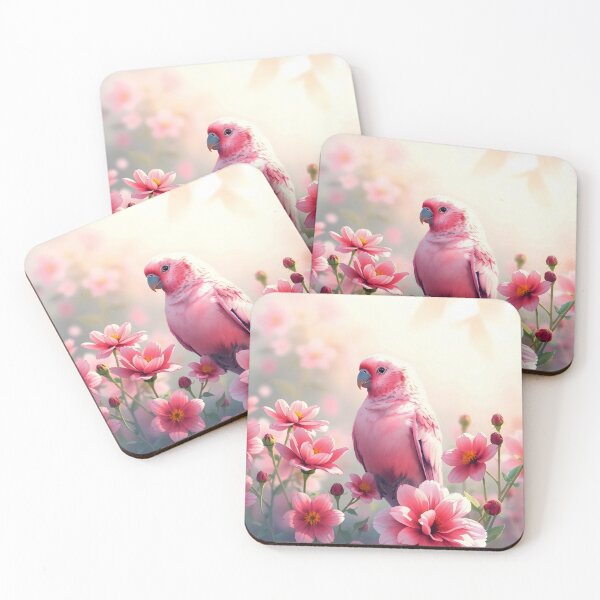 Item preview, Pink Parrot Among Blossoms – Dreamy Floral Harmony designed and sold by EmeraldeaArt.