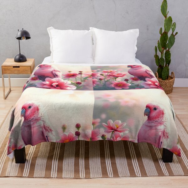 Item preview, Pink Parrot Among Blossoms – Dreamy Floral Harmony designed and sold by EmeraldeaArt.