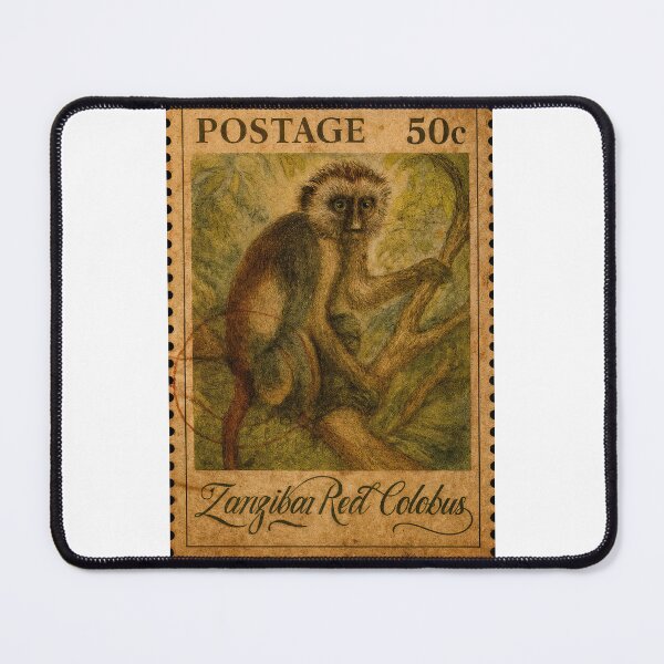 Item preview, Zanzibar Red Colobus – Vintage Wildlife Stamp Tribute designed and sold by ForeverPrintsOK.