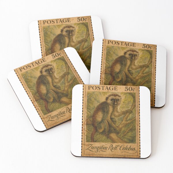 Item preview, Zanzibar Red Colobus – Vintage Wildlife Stamp Tribute designed and sold by ForeverPrintsOK.