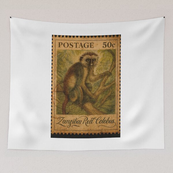 Item preview, Zanzibar Red Colobus – Vintage Wildlife Stamp Tribute designed and sold by ForeverPrintsOK.