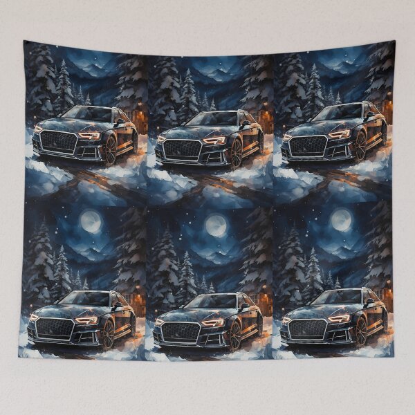 Item preview, Aggressive Compact Car Displayed In Magical Snowy Night Scene designed and sold by RevUpDesign.