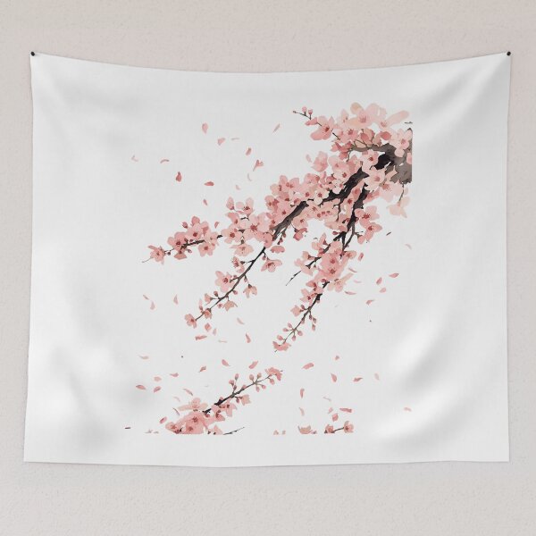 Item preview, Ethereal Pink Cherry Blossom Watercolor with Falling Petals designed and sold by VibranPalette.