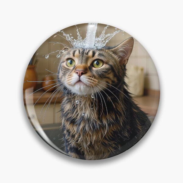 Item preview, Tabby Cat Under a Kitchen Faucet designed and sold by Maria Dryfhout.