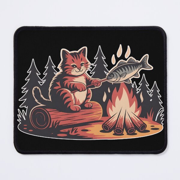 Item preview, Campfire Cat Roasting Fish designed and sold by 404wearpl.