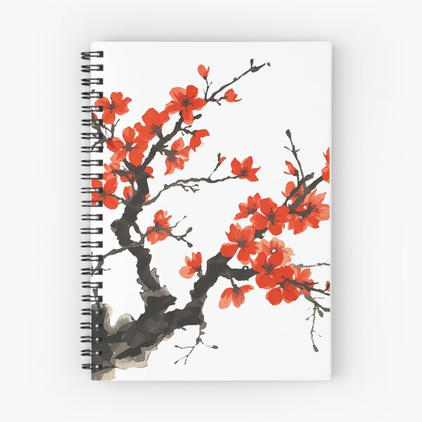 Item preview, Vibrant Red Plum Blossom Sumi-e Ink Painting designed and sold by VibranPalette.