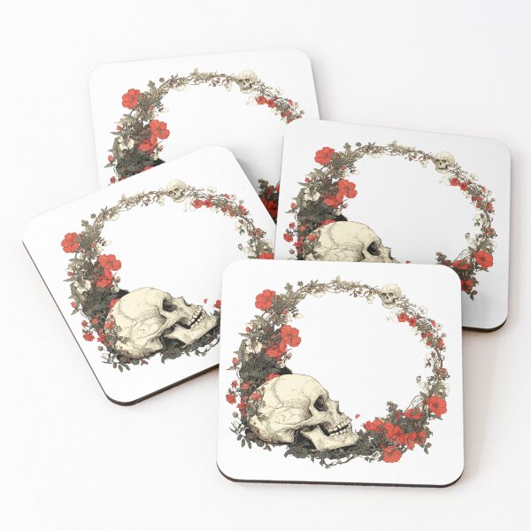 Item preview, Skulls and roses wreath designed and sold by MendaciousMina.