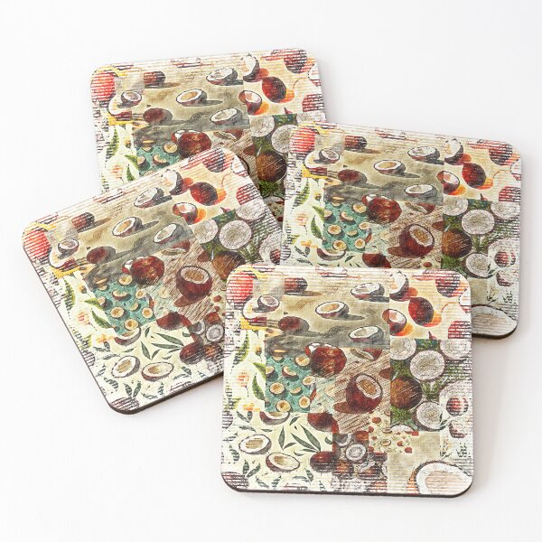 Item preview, Tropical Coconut Patchwork Collage  designed and sold by Hen-C-Art.
