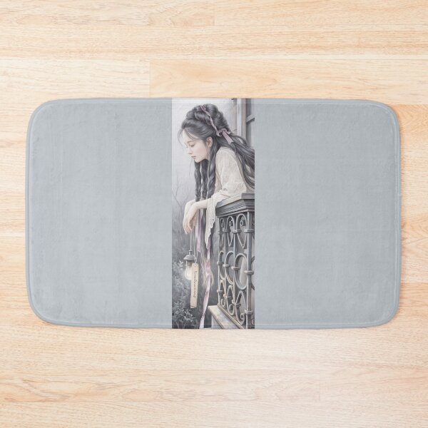 Item preview, Romantic Maiden With Lantern, Vintage Balcony Art By Merch, Limited Edition designed and sold by COOPERFRINK.