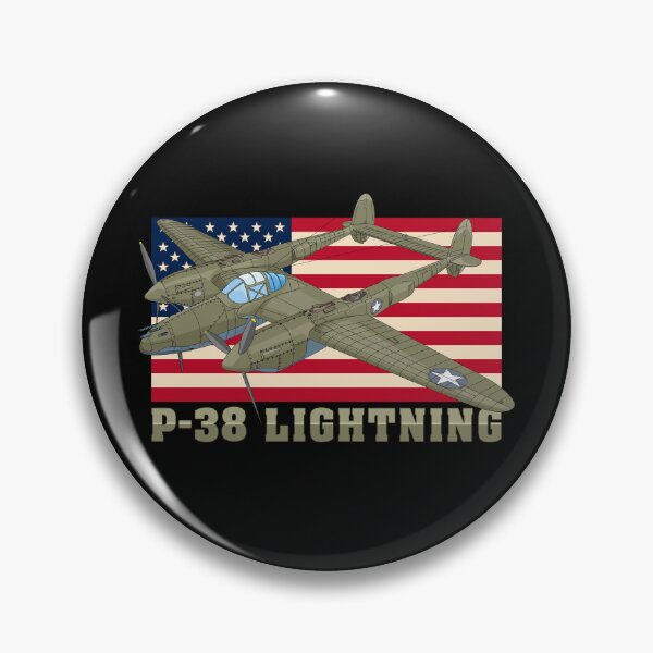 Item preview, P-38 Lightning WW2 Fighter Plane Patriotic USA Flag designed and sold by MilitaryMart.