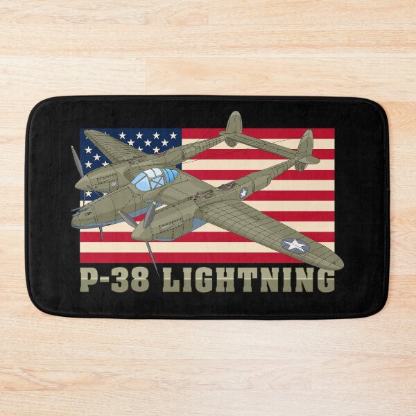 Item preview, P-38 Lightning WW2 Fighter Plane Patriotic USA Flag designed and sold by MilitaryMart.