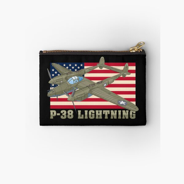 Item preview, P-38 Lightning WW2 Fighter Plane Patriotic USA Flag designed and sold by MilitaryMart.