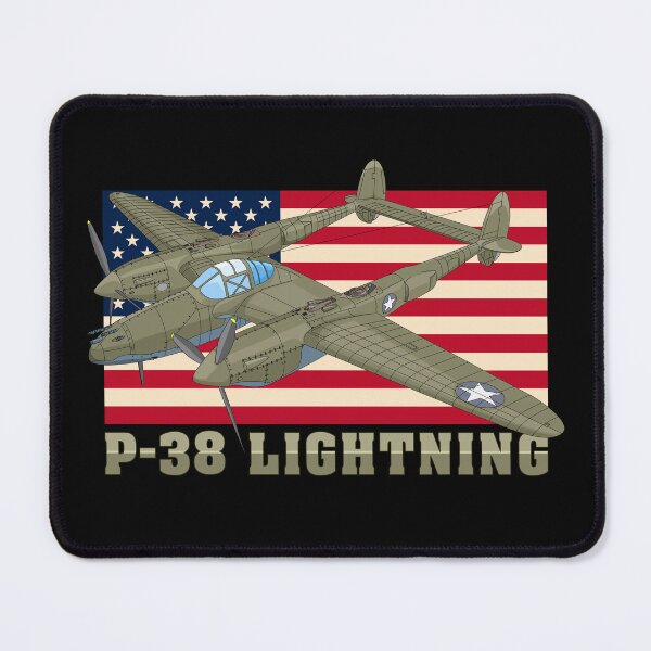 Item preview, P-38 Lightning WW2 Fighter Plane Patriotic USA Flag designed and sold by MilitaryMart.