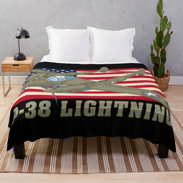 Item preview, P-38 Lightning WW2 Fighter Plane Patriotic USA Flag designed and sold by MilitaryMart.