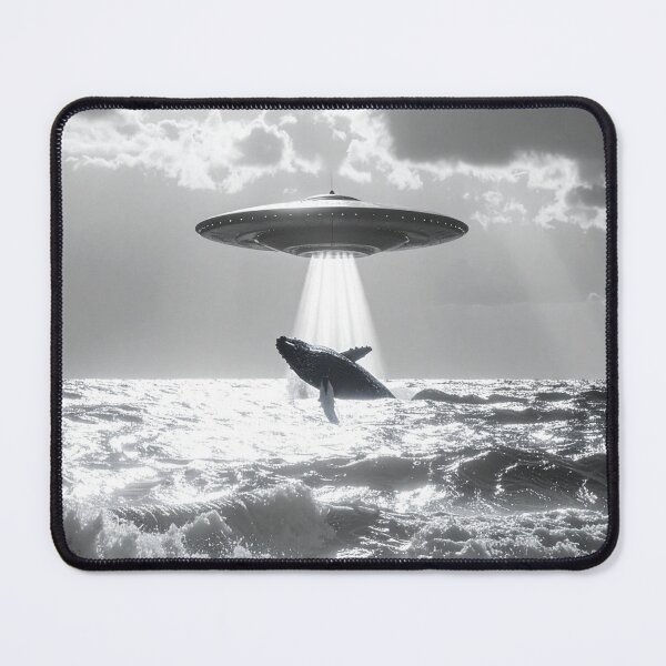 Item preview, Whale Abduction in Black and White designed and sold by CosmicHerd.