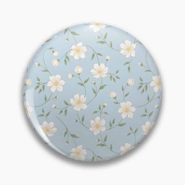 Item preview, Whimsical White Floral Seamless Pattern on Light Blue Background designed and sold by HolmeProud.
