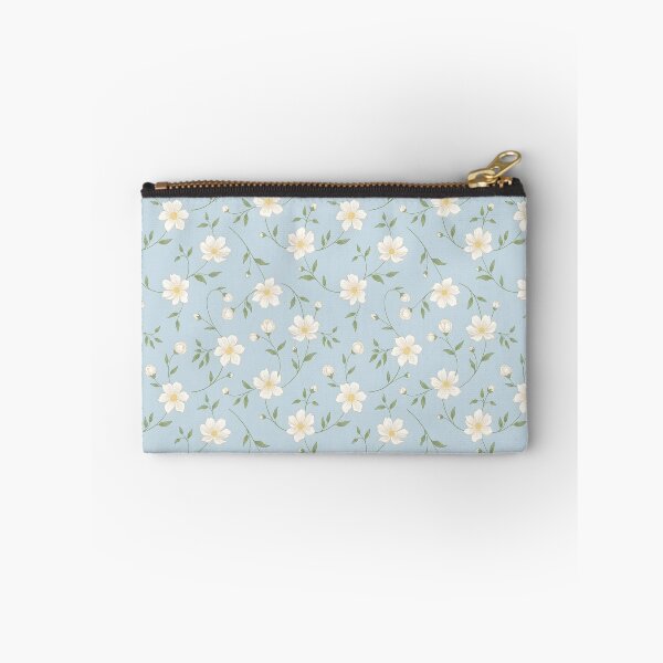 Item preview, Whimsical White Floral Seamless Pattern on Light Blue Background designed and sold by HolmeProud.