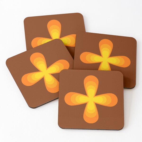 Item preview, Retro 70s abstract orange and yellow cross designed and sold by Andrew Orchard Design.