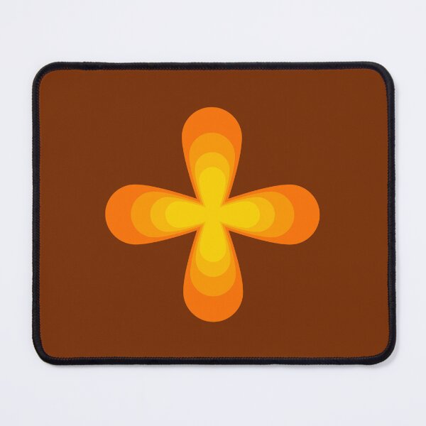 Item preview, Retro 70s abstract orange and yellow cross designed and sold by Andrew Orchard Design.